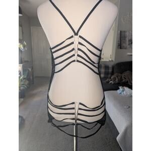 Sheer Mesh Body Con Cage Back Lingerie Rave Party Clubwear XXL